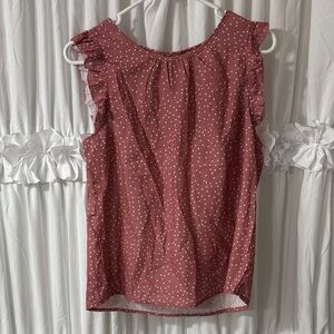 Polka Dot Ruffle Sleeve Top - Pink